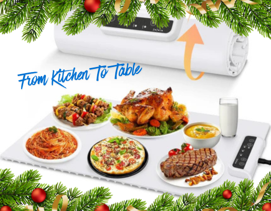 Premium Electric Warming Tray with Detachable Power Plug - Full Surface Heating and Nano Silicone Material with 3 Temperature Settings for Buffets, Home Parties, and Dinners (White)